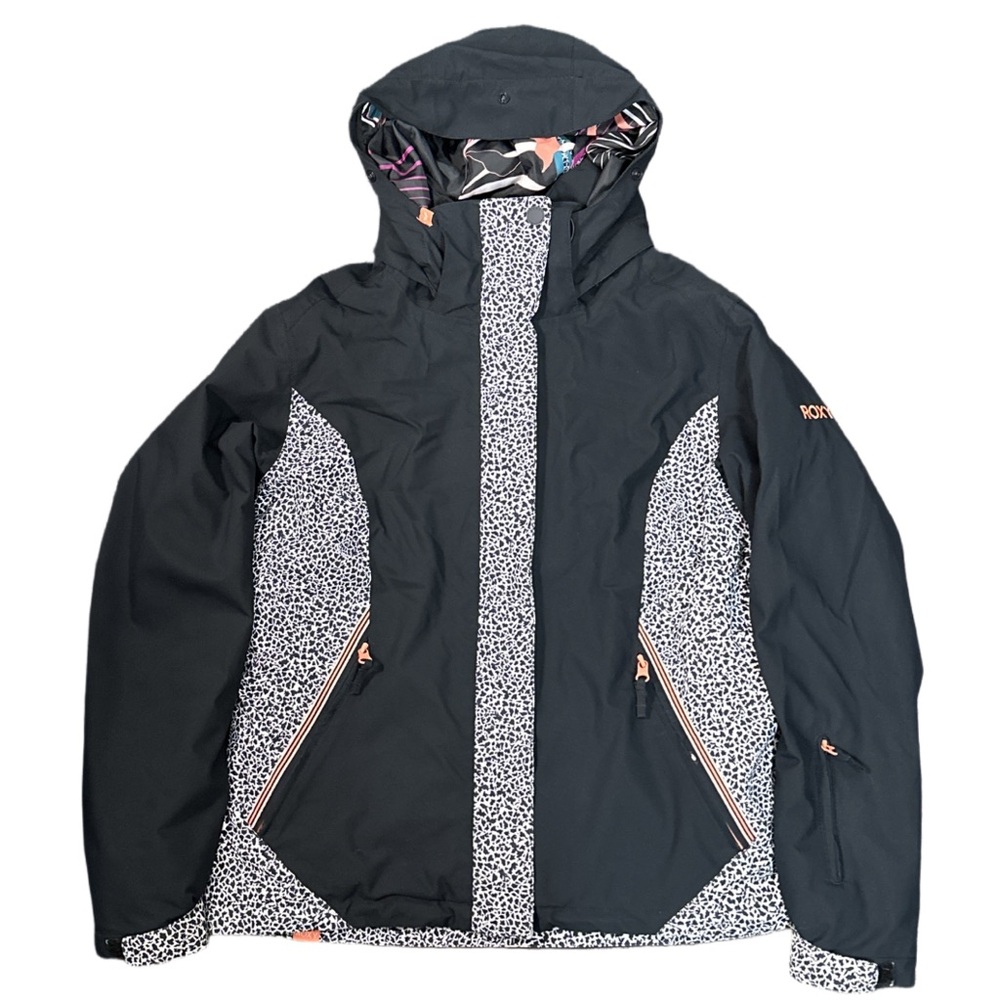 ROXY women's b&w jet ski insulated waterproof snow jacket, XL.